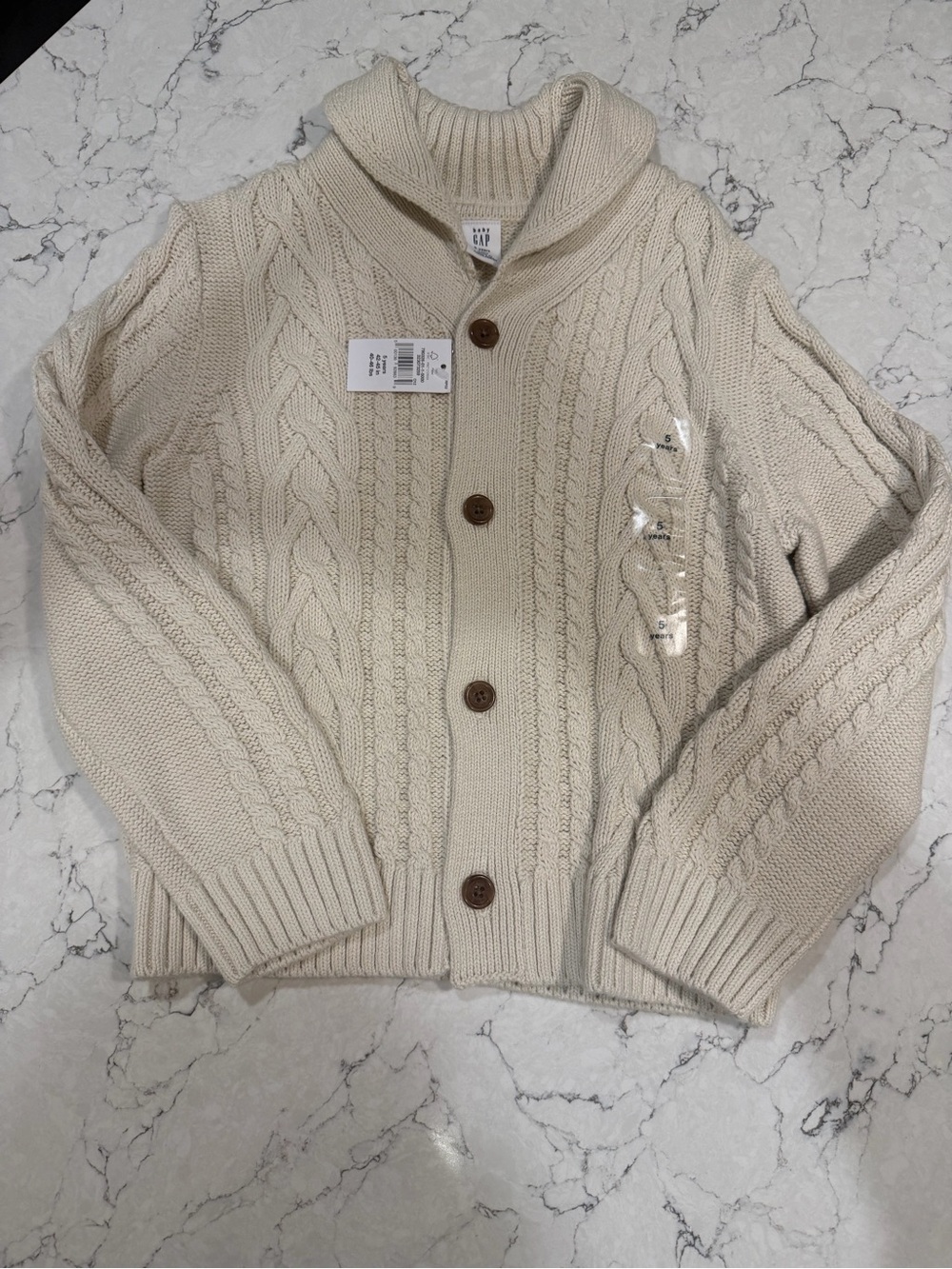 GAP Cream Cable Knit Shawl Collar Cardigan